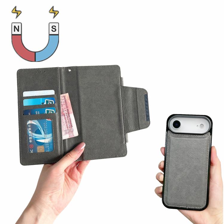 For iPhone Air Multifunctional 7-Cards Wallet Leather Phone Case(Grey) - iPhone Air Cases by buy2fix | Online Shopping UK | buy2fix