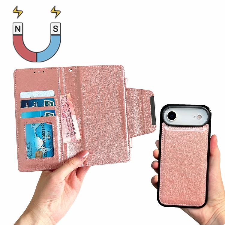 For iPhone Air Multifunctional 7-Cards Wallet Leather Phone Case(Rose Gold) - iPhone Air Cases by buy2fix | Online Shopping UK | buy2fix