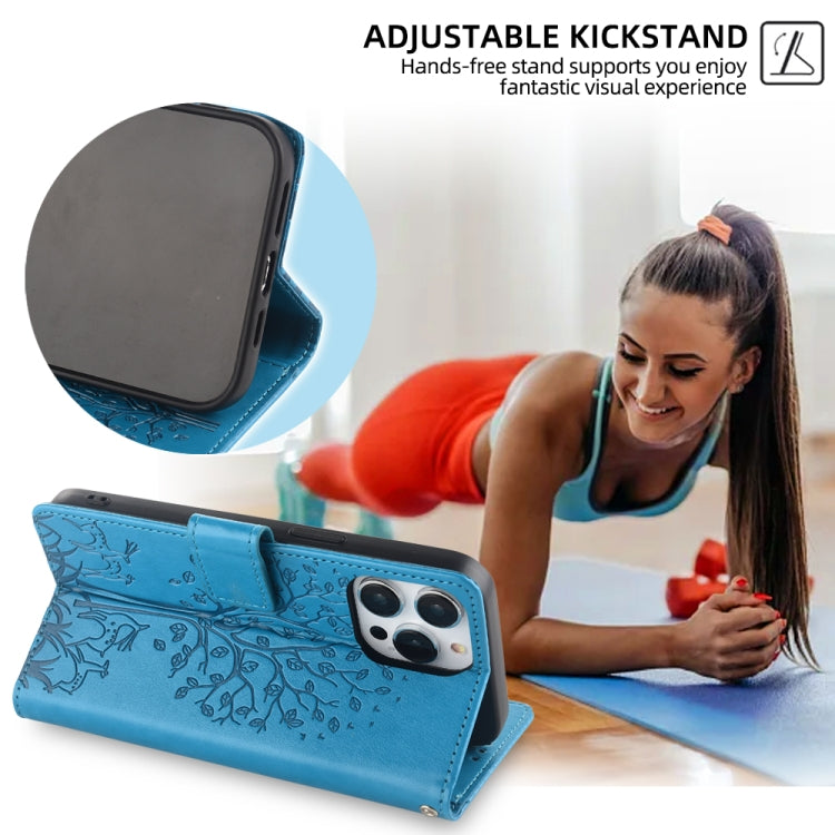 For Sony Xperia 10 V Tree & Deer Embossed Leather Phone Case(Blue) by buy2fix