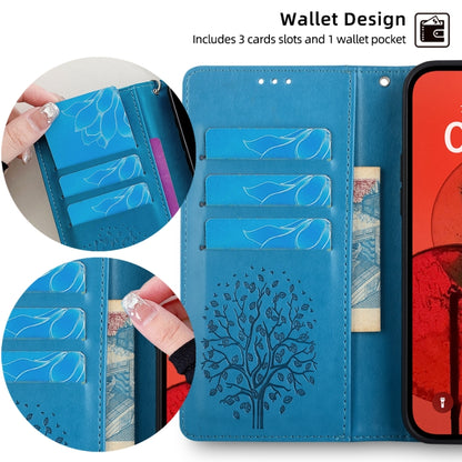 For Sony Xperia 10 V Tree & Deer Embossed Leather Phone Case(Blue) by buy2fix