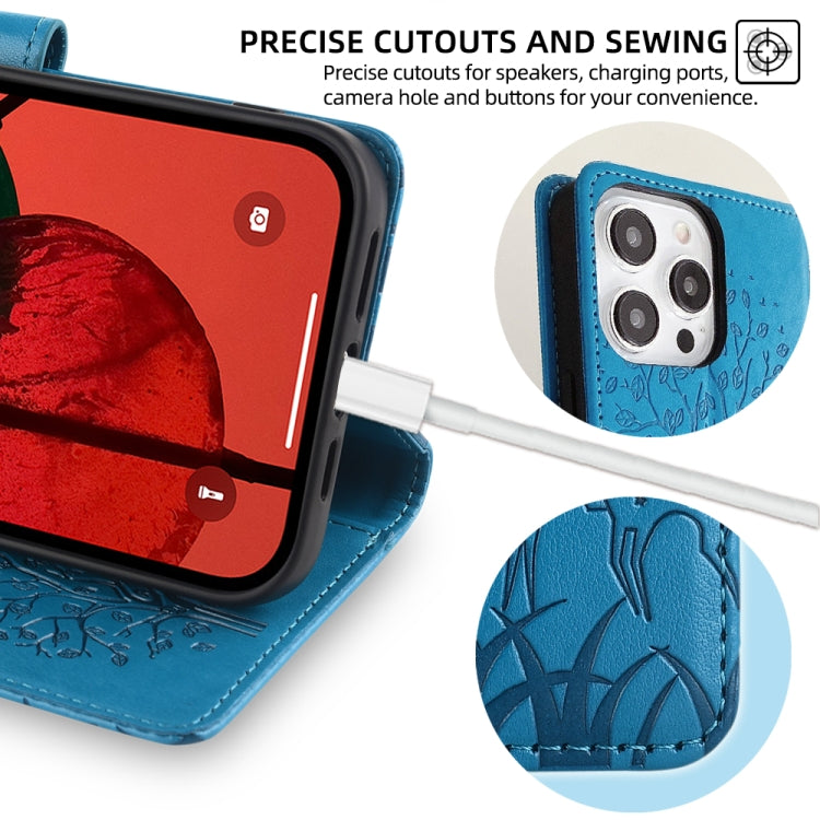 For Sony Xperia 10 V Tree & Deer Embossed Leather Phone Case(Blue) by buy2fix