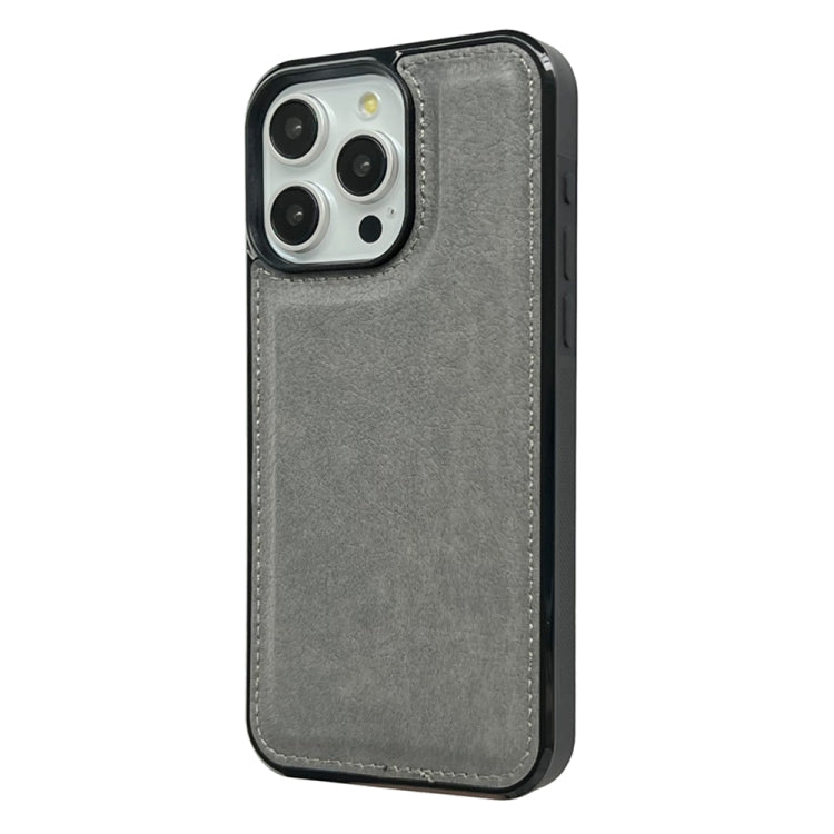 For iPhone 16 Pro Max Cowhide Texture Back Cover Phone Case(Grey) by buy2fix