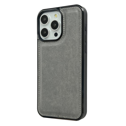 For iPhone 16 Pro Max Cowhide Texture Back Cover Phone Case(Grey) by buy2fix