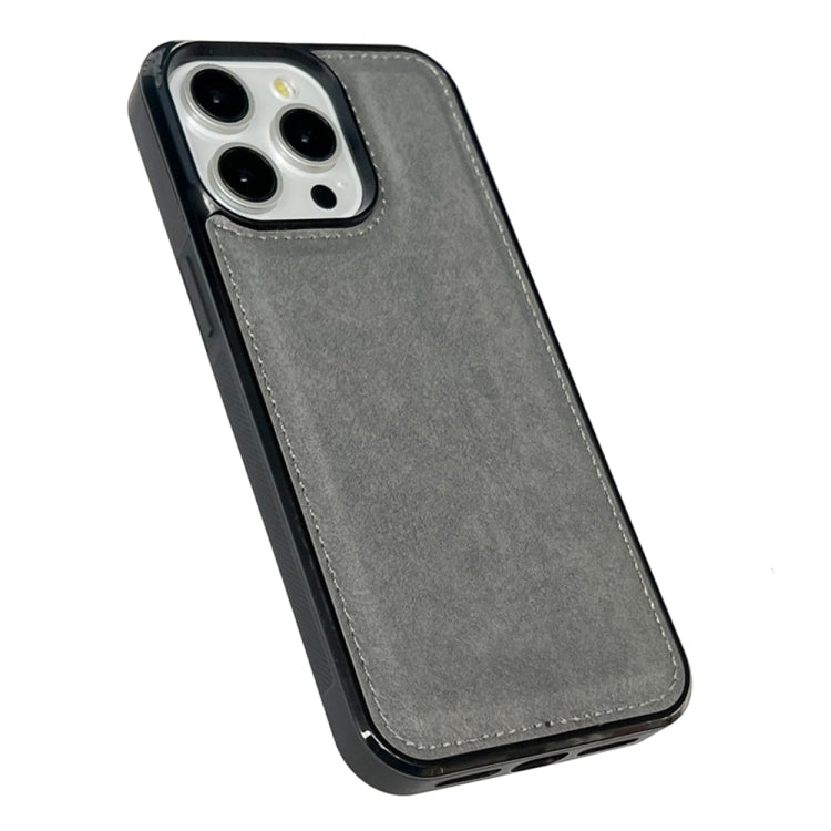 For iPhone 16 Pro Max Cowhide Texture Back Cover Phone Case(Grey) by buy2fix