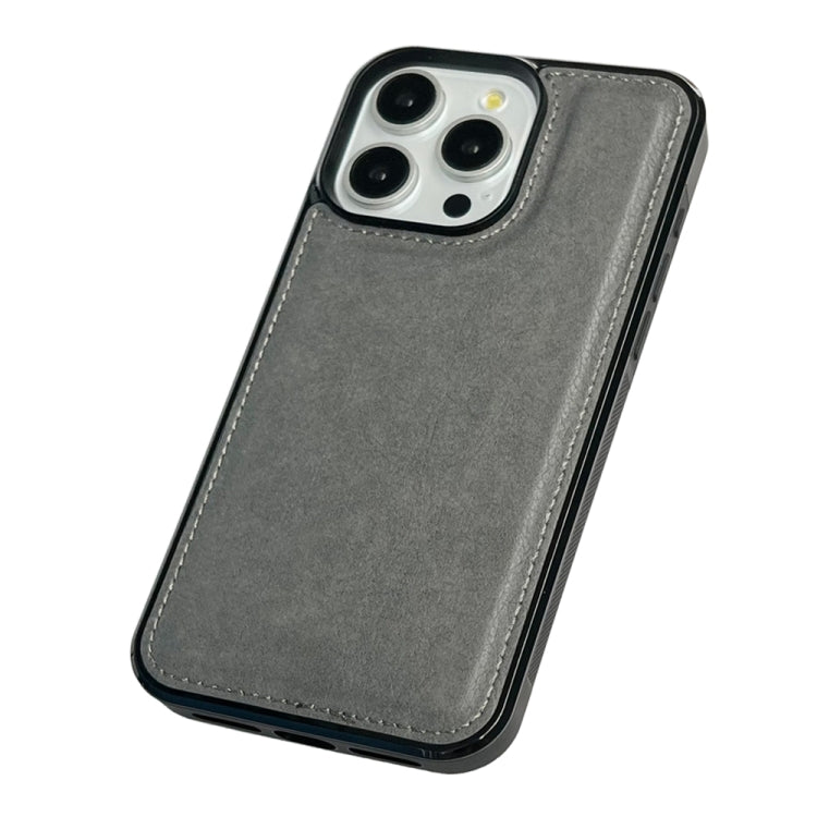 For iPhone 16 Pro Max Cowhide Texture Back Cover Phone Case(Grey) by buy2fix