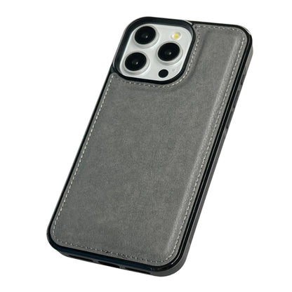 For iPhone 16 Pro Max Cowhide Texture Back Cover Phone Case(Grey) by buy2fix