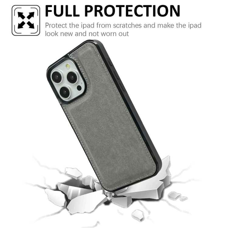 For iPhone 16 Pro Max Cowhide Texture Back Cover Phone Case(Grey) by buy2fix