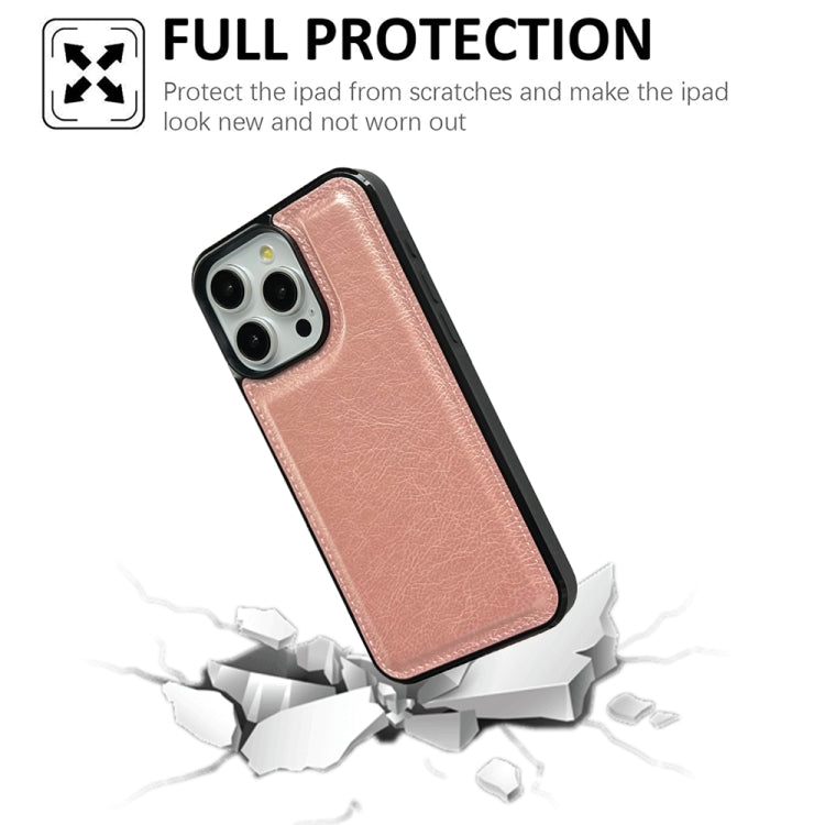 For iPhone 16 Pro Max Cowhide Texture Back Cover Phone Case(Rose Gold) by buy2fix