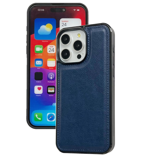 For iPhone 16 Pro Max Cowhide Texture Back Cover Phone Case(Royal Blue) by buy2fix