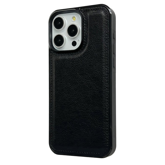 For iPhone 16 Pro Cowhide Texture Back Cover Phone Case(Black) by buy2fix