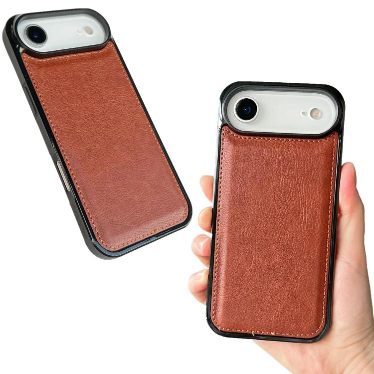 For iPhone Air Cowhide Texture Back Cover Phone Case(Brown) - iPhone Air Cases by buy2fix | Online Shopping UK | buy2fix
