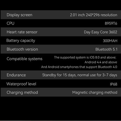 ZW66 2.01 inch BT5.1 Fitness Wellness Smart Watch, Support Bluetooth Call / Sleep / Blood Oxygen / Heart Rate / Blood Pressure Health Monitor(Black) by buy2fix