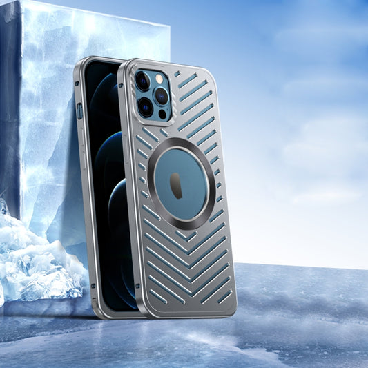 For iPhone 12 Pro Max Cooling MagSafe Magnetic Metal Phone Case(Grey) by buy2fix