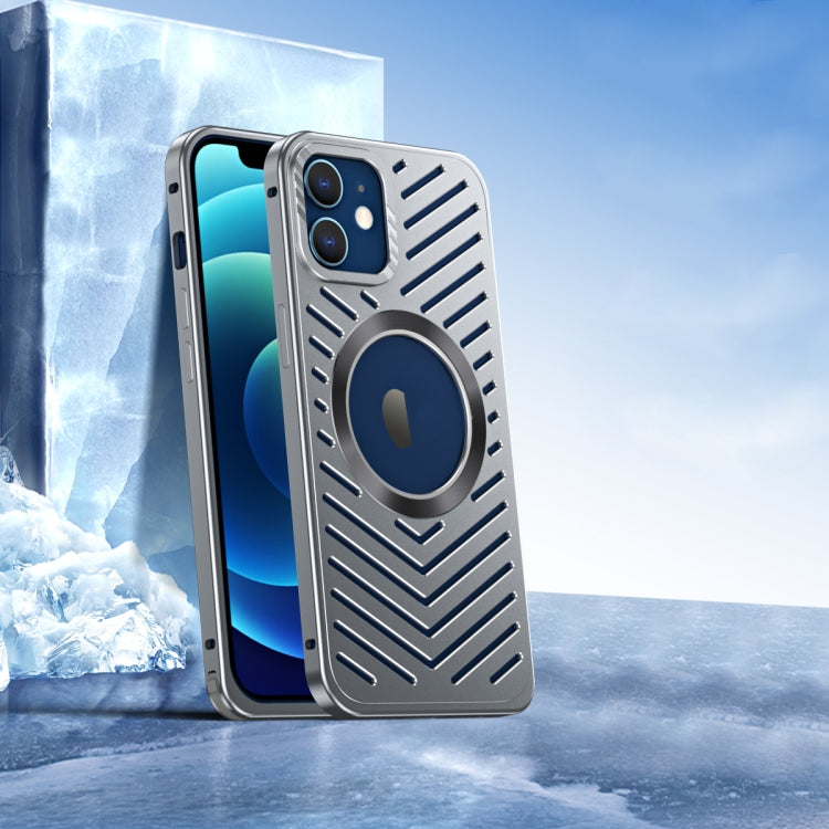 For iPhone 12 Cooling MagSafe Magnetic Metal Phone Case(Grey) by buy2fix