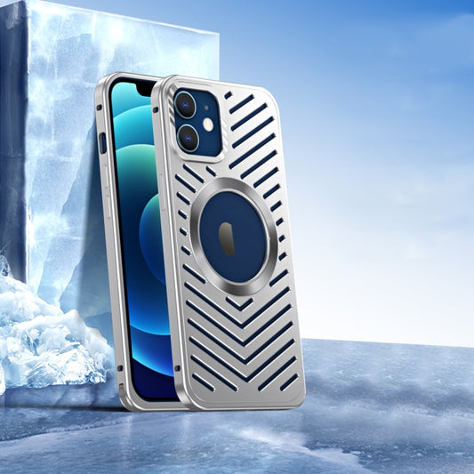 For iPhone 12 Cooling MagSafe Magnetic Metal Phone Case(Silver) - iPhone 12 / 12 Pro Cases by buy2fix | Online Shopping UK | buy2fix