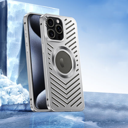 For iPhone 13 Pro Cooling MagSafe Magnetic Metal Phone Case(Silver) by buy2fix