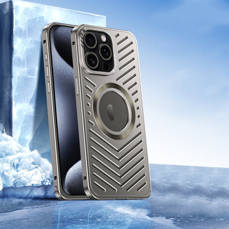 For iPhone 15 Pro Max Cooling MagSafe Magnetic Metal Phone Case(Titanium) - iPhone 15 Pro Max Cases by buy2fix | Online Shopping UK | buy2fix