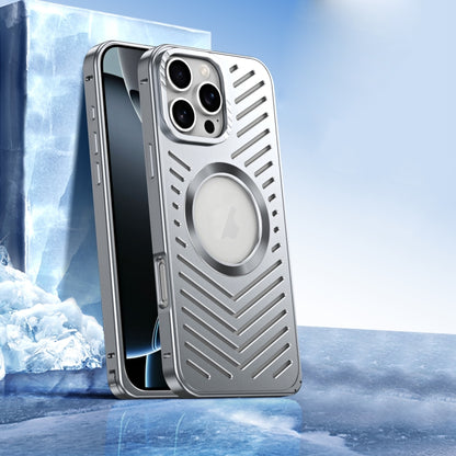 For iPhone 16 Pro Max Cooling MagSafe Magnetic Metal Phone Case(Grey) by buy2fix
