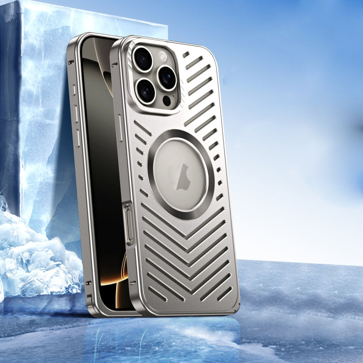 For iPhone 16 Pro Max Cooling MagSafe Magnetic Metal Phone Case(Titanium) by buy2fix