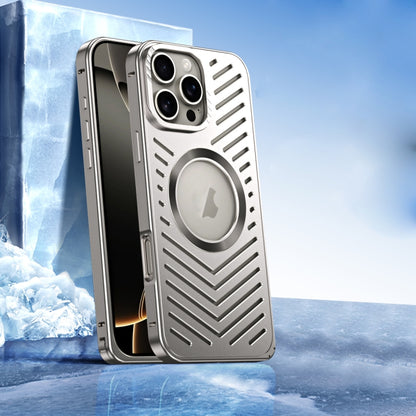 For iPhone 16 Pro Max Cooling MagSafe Magnetic Metal Phone Case(Titanium) by buy2fix