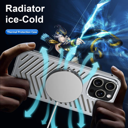 For iPhone 14 Cooling MagSafe Magnetic Metal Phone Case(Silver) - iPhone 14 Cases by buy2fix | Online Shopping UK | buy2fix