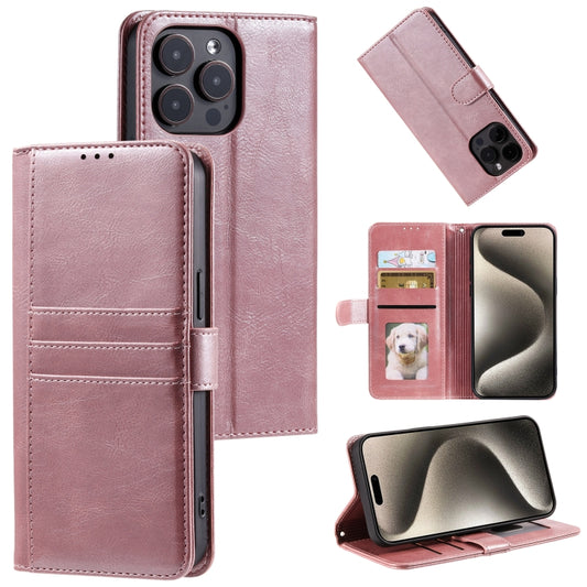 For iPhone 16 Pro Max Simple 6-Card Wallet Leather Phone Case(Rose Gold) by buy2fix