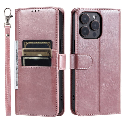 For iPhone 16 Pro Max Simple 6-Card Wallet Leather Phone Case(Rose Gold) by buy2fix