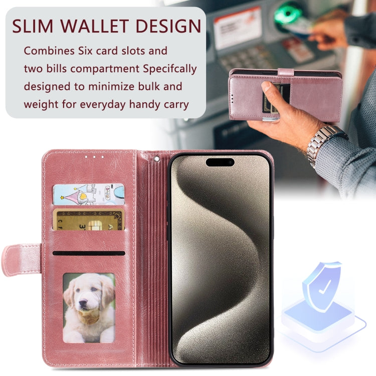 For iPhone 16 Pro Max Simple 6-Card Wallet Leather Phone Case(Rose Gold) by buy2fix