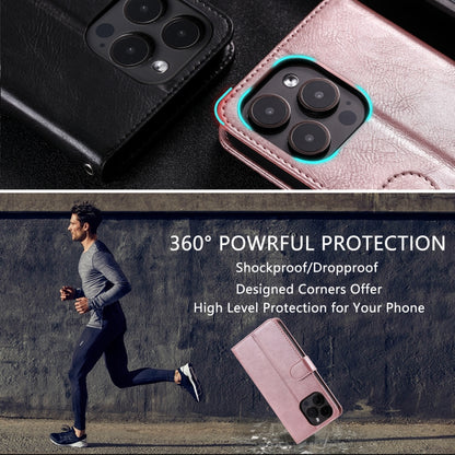 For iPhone 16 Pro Max Simple 6-Card Wallet Leather Phone Case(Rose Gold) by buy2fix