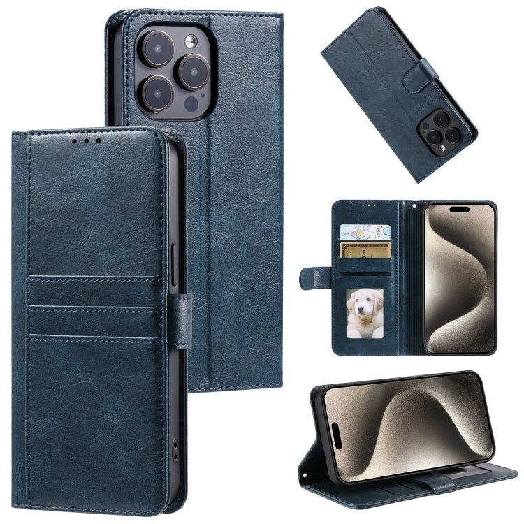 For iPhone 16 Pro Simple 6-Card Wallet Leather Phone Case(Navy Blue) by buy2fix