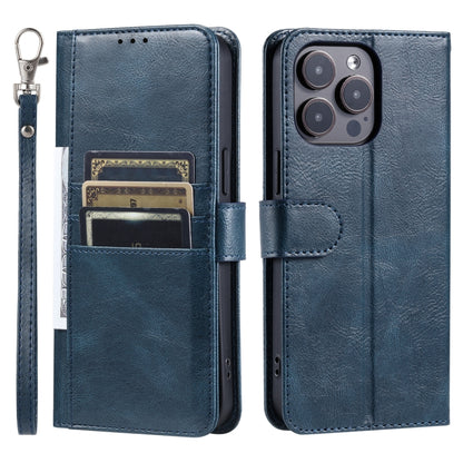 For iPhone 16 Pro Simple 6-Card Wallet Leather Phone Case(Navy Blue) by buy2fix