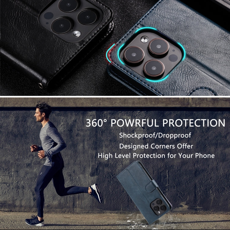 For iPhone 16 Pro Simple 6-Card Wallet Leather Phone Case(Navy Blue) by buy2fix