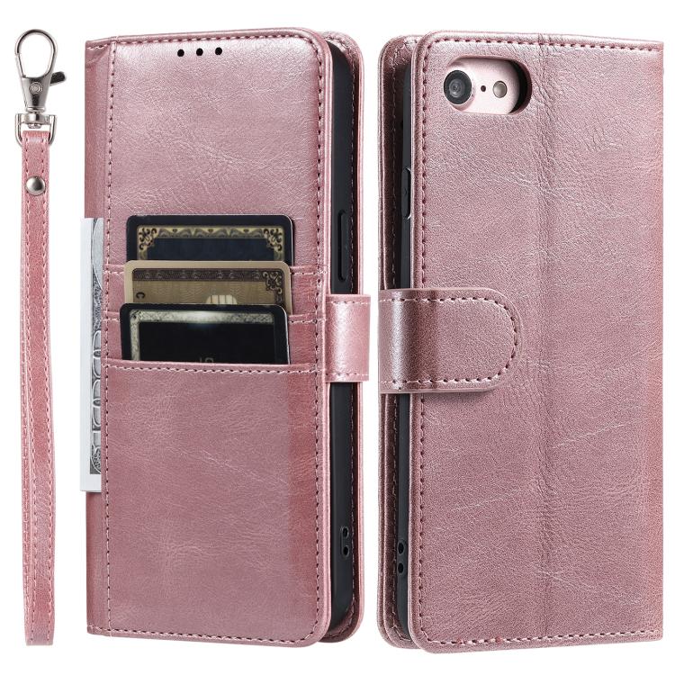 For iPhone 16e Simple 6-Card Wallet Leather Phone Case(Rose Gold) - iPhone 16e Cases by buy2fix | Online Shopping UK | buy2fix