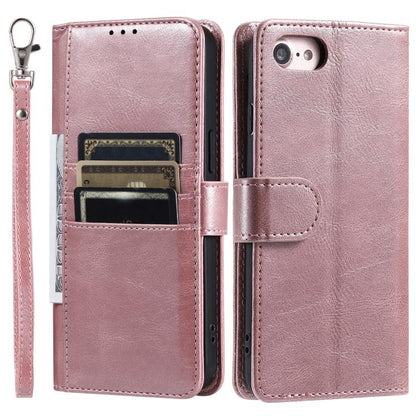 For iPhone 16e Simple 6-Card Wallet Leather Phone Case(Rose Gold) - iPhone 16e Cases by buy2fix | Online Shopping UK | buy2fix