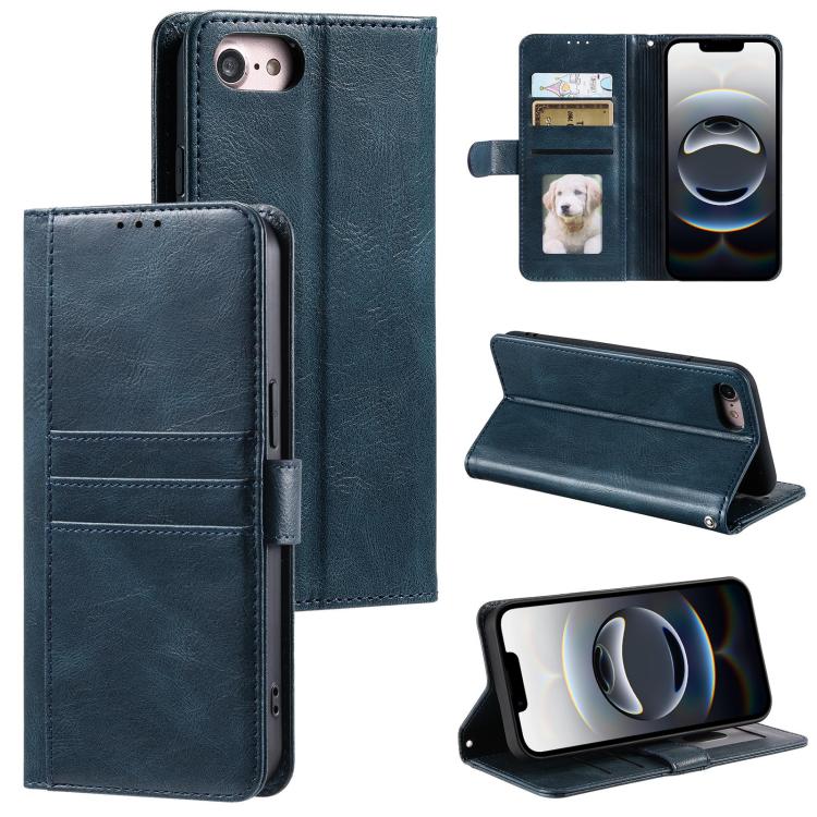 For iPhone 16e Simple 6-Card Wallet Leather Phone Case(Navy Blue) - iPhone 16e Cases by buy2fix | Online Shopping UK | buy2fix