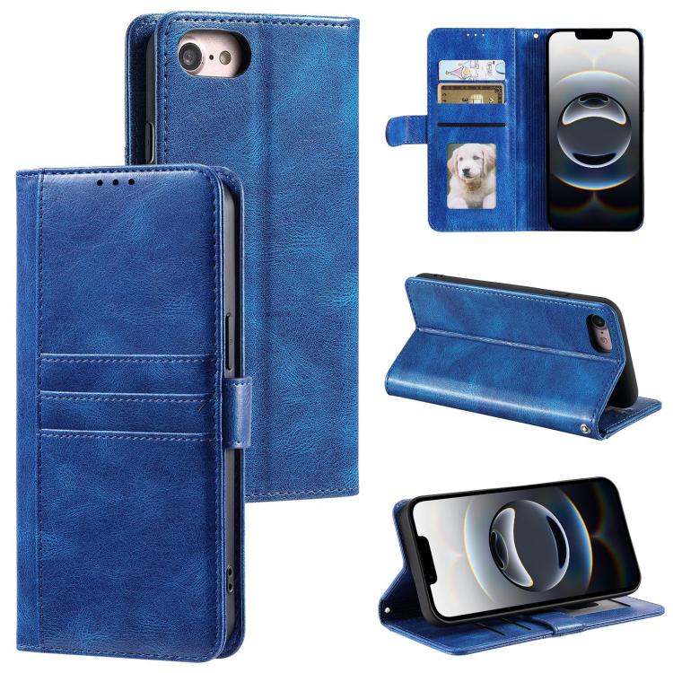 For iPhone 16e Simple 6-Card Wallet Leather Phone Case(Blue) - iPhone 16e Cases by buy2fix | Online Shopping UK | buy2fix