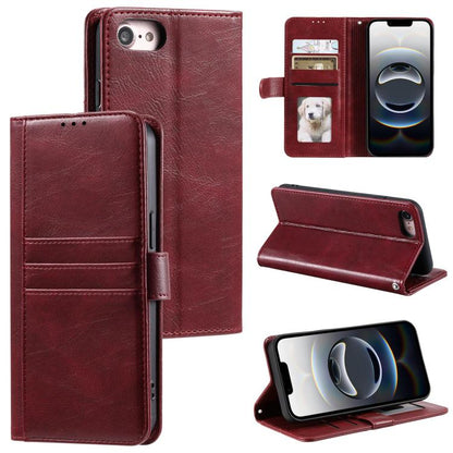 For iPhone 16e Simple 6-Card Wallet Leather Phone Case(Wine Red) - iPhone 16e Cases by buy2fix | Online Shopping UK | buy2fix