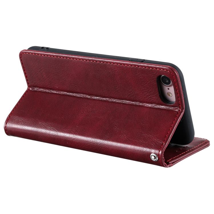 For iPhone 16e Simple 6-Card Wallet Leather Phone Case(Wine Red) - iPhone 16e Cases by buy2fix | Online Shopping UK | buy2fix