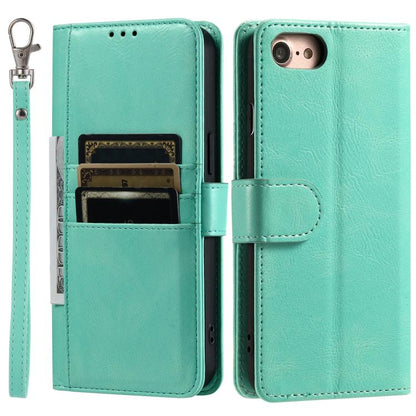 For iPhone 16e Simple 6-Card Wallet Leather Phone Case(Green) - iPhone 16e Cases by buy2fix | Online Shopping UK | buy2fix