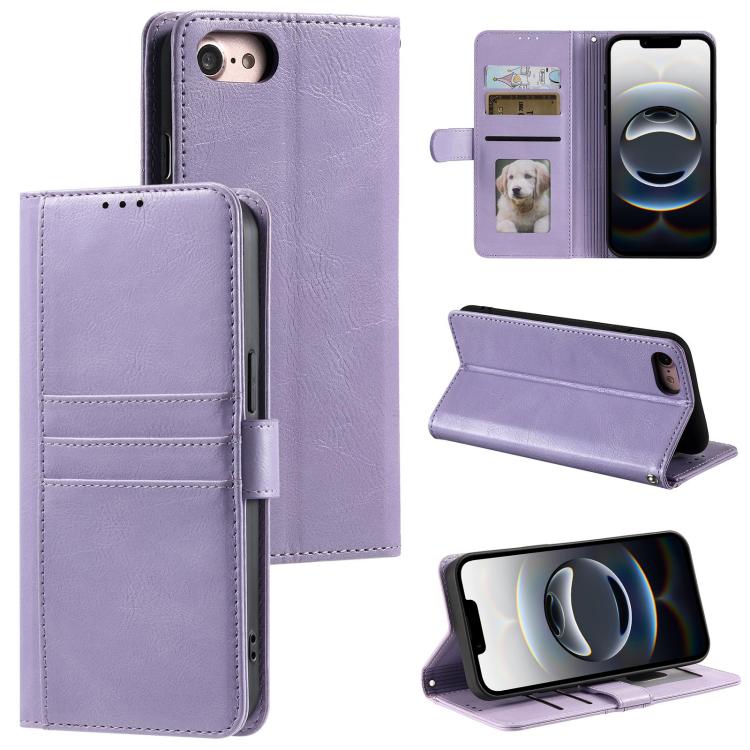 For iPhone 16e Simple 6-Card Wallet Leather Phone Case(Purple) - iPhone 16e Cases by buy2fix | Online Shopping UK | buy2fix