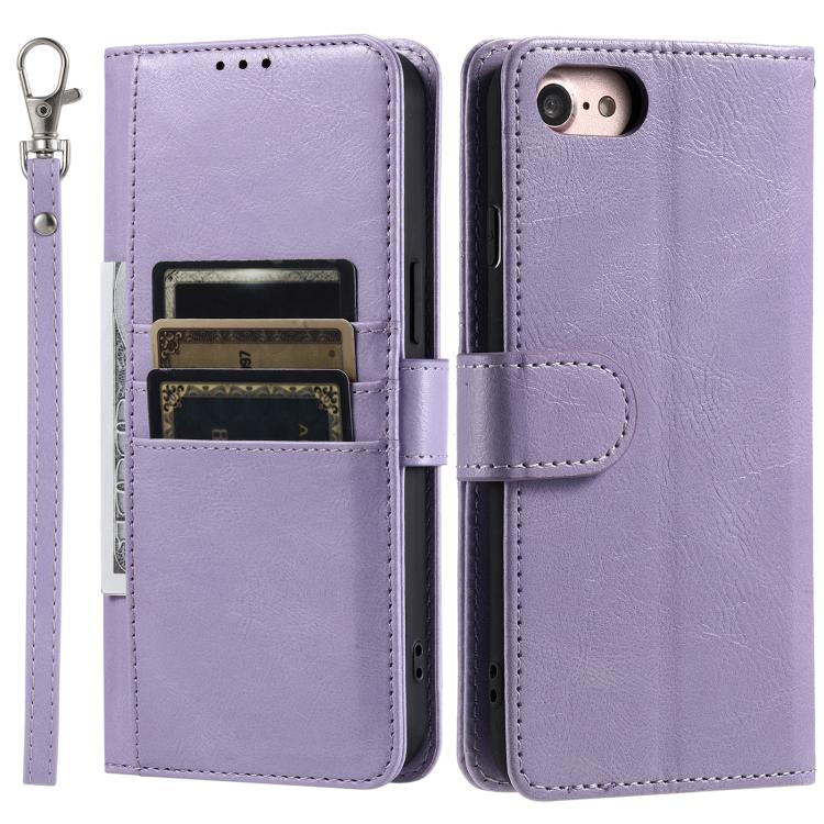 For iPhone 16e Simple 6-Card Wallet Leather Phone Case(Purple) - iPhone 16e Cases by buy2fix | Online Shopping UK | buy2fix