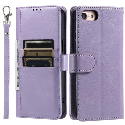 For iPhone 16e Simple 6-Card Wallet Leather Phone Case(Purple) - iPhone 16e Cases by buy2fix | Online Shopping UK | buy2fix