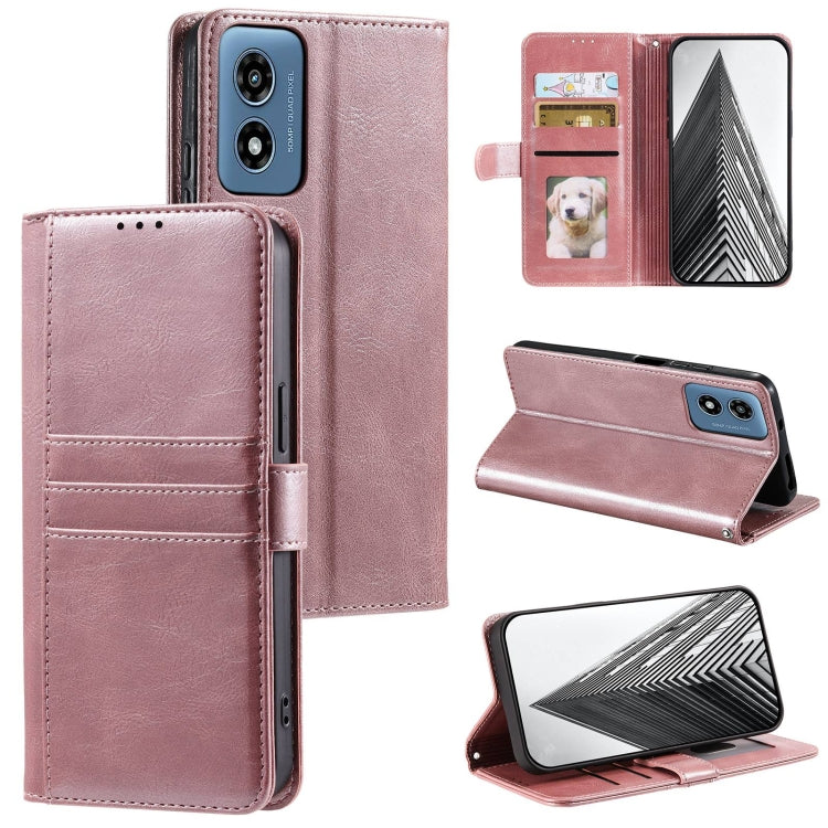 For Motorola Moto G Play 2024 Simple 6-Card Wallet Leather Phone Case(Rose Gold) by buy2fix