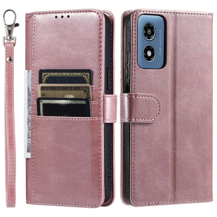 For Motorola Moto G Play 2024 Simple 6-Card Wallet Leather Phone Case(Rose Gold) by buy2fix