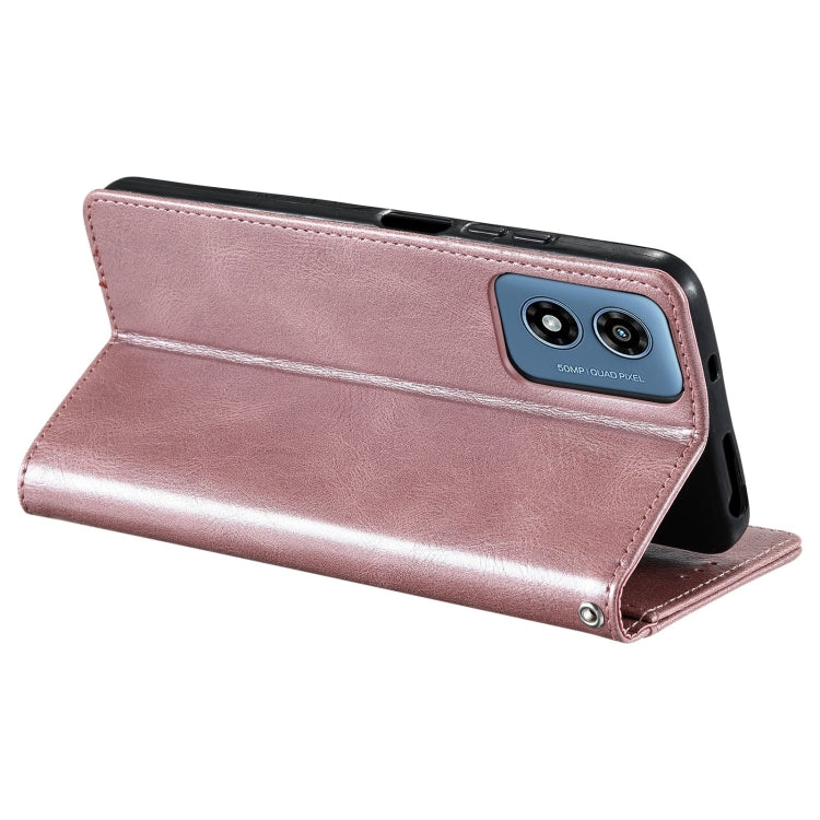 For Motorola Moto G Play 2024 Simple 6-Card Wallet Leather Phone Case(Rose Gold) by buy2fix
