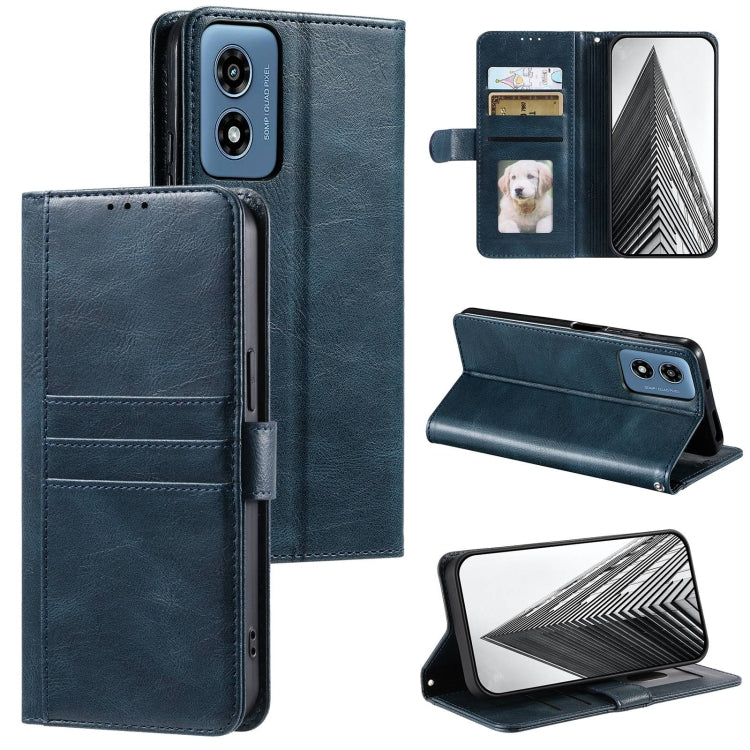 For Motorola Moto G Play 2024 Simple 6-Card Wallet Leather Phone Case(Navy Blue) by buy2fix