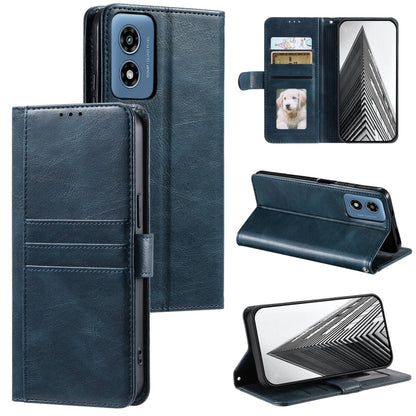 For Motorola Moto G Play 2024 Simple 6-Card Wallet Leather Phone Case(Navy Blue) by buy2fix