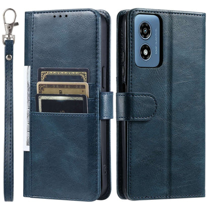 For Motorola Moto G Play 2024 Simple 6-Card Wallet Leather Phone Case(Navy Blue) by buy2fix