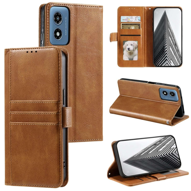 For Motorola Moto G Play 2024 Simple 6-Card Wallet Leather Phone Case(Brown) by buy2fix