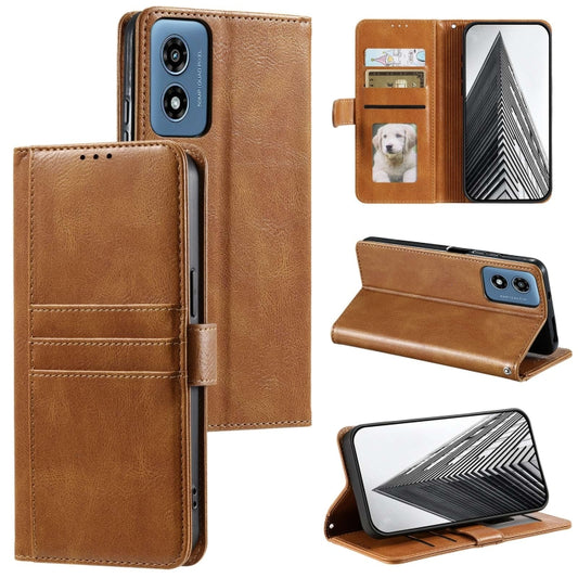 For Motorola Moto G Play 2024 Simple 6-Card Wallet Leather Phone Case(Brown) by buy2fix